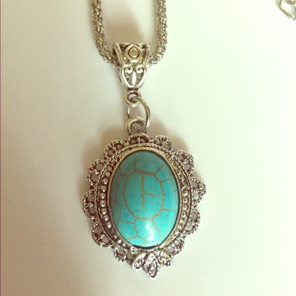 Turquoise & Silver Necklace and earrings set